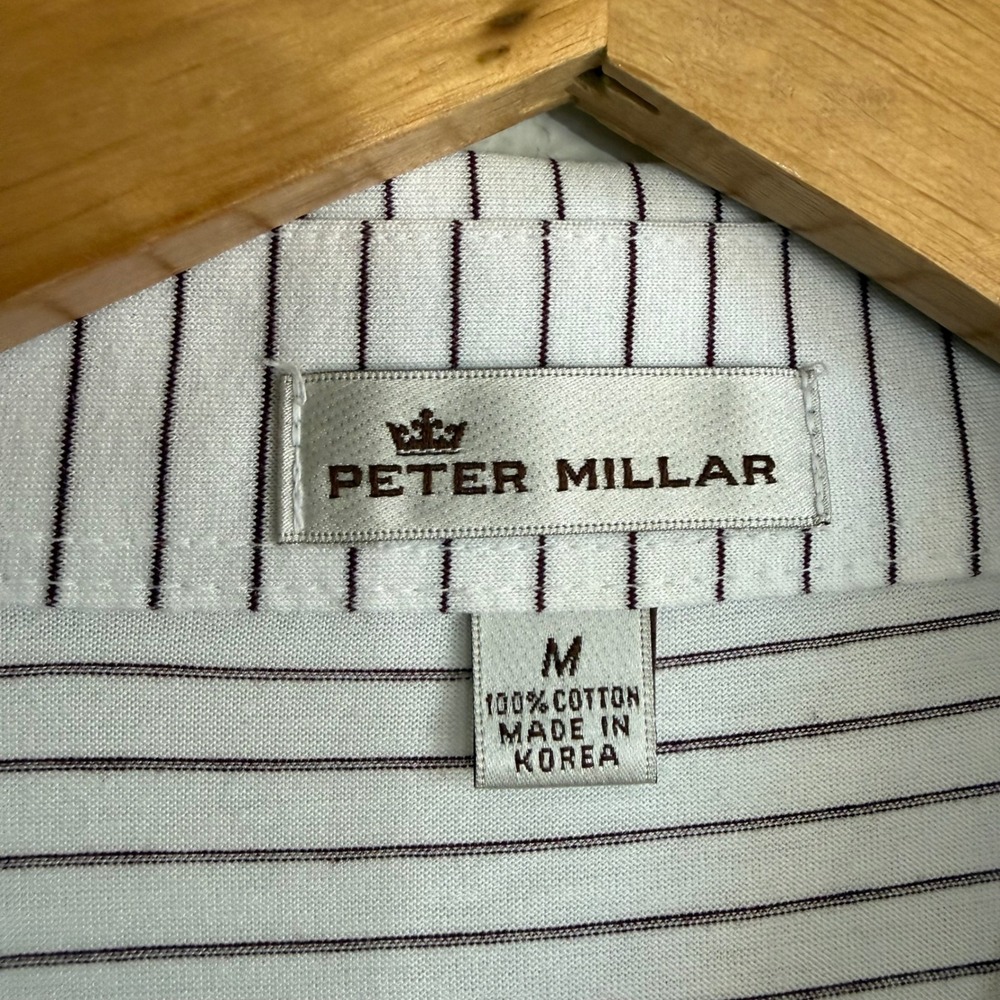 Peter Millar Texas A&M Aggies Polo Shirt Mens M Striped Cotton Golf Preppy NCAA - Picture 5 of 13